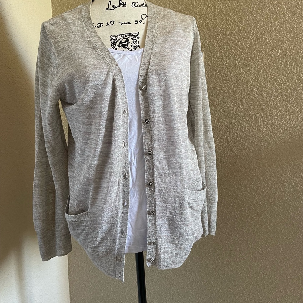 J. Crew Sheer Metallic Cardi